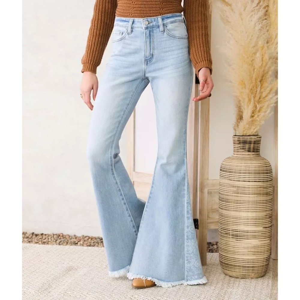 KanCan Light Blue Extreme Flare Insert Jeans